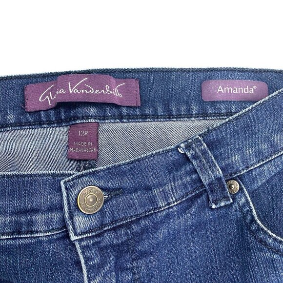 Gloria Vanderbilt Amanda Straight leg Women's size 12P Dark Wash Blue Denim Jean - Picture 2 of 4
